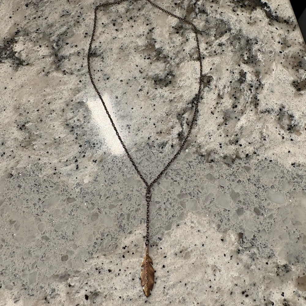 Elizabeth and James Gold Feather Necklace